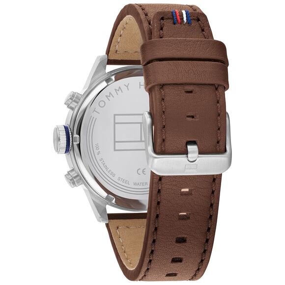 Tommy Hilfiger Men's Chronograph Brown Leather Strap Watch 46mm NEW - Picture 3 of 13
